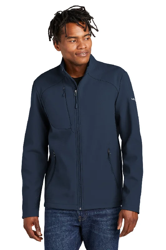 Men's fashion-forward trench coat-Eddie Bauer Mens Water Resistant Stretch Full Zip Soft Shell Jacket - River Navy Blue