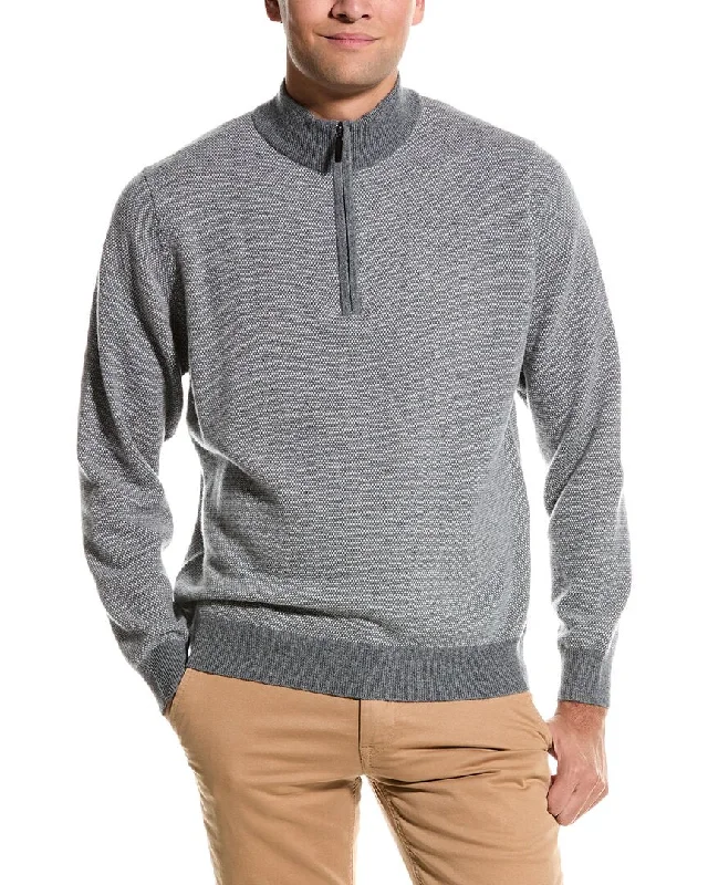 Men's modern knit-Douglas Anthony Birdseye Wool 1/4-Zip Sweater