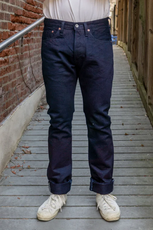 mens fleece pants-Iron Heart IH-555S-142ii 14oz Selvedge Denim Super Slim Cut Jeans - Indigo/Indigo