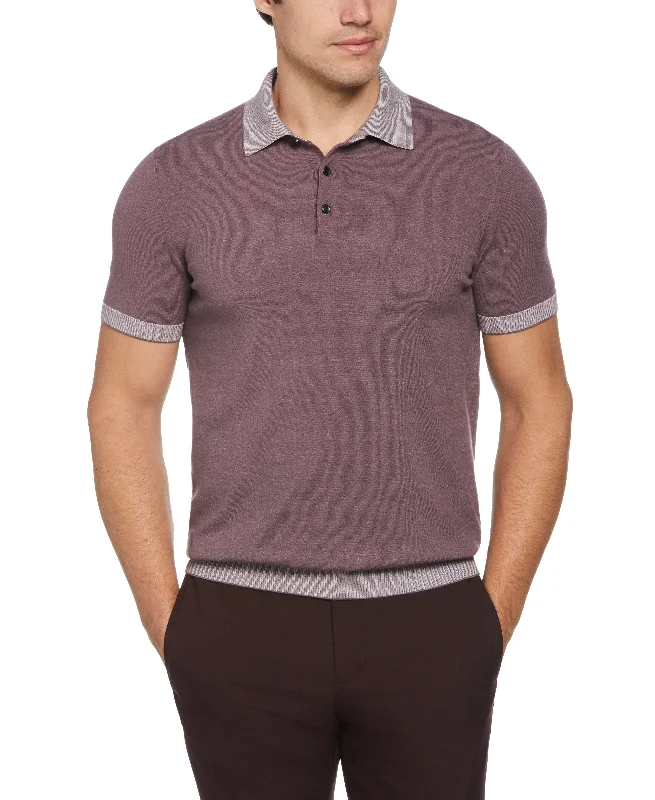 Men's high-performance travel shirt-Tech Knit Contrast Sweater Polo