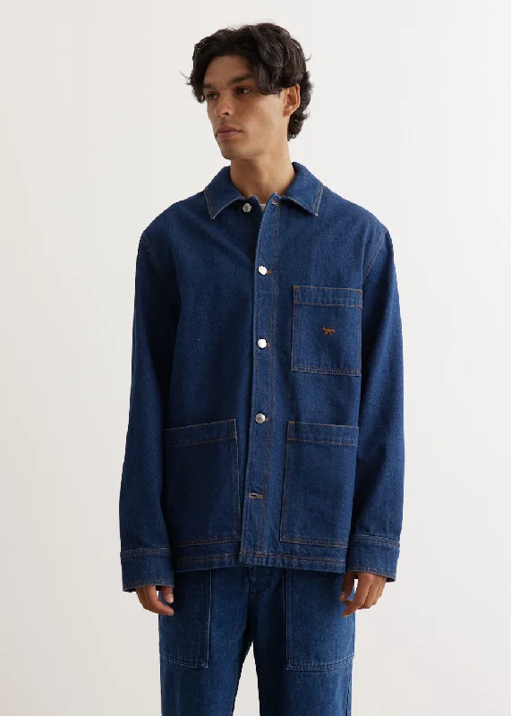 Men's wrinkle-free wool coat-Workwear Denim Jacket