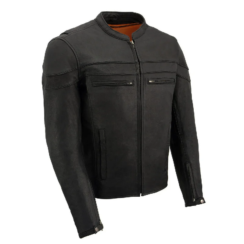 Men's fashion-forward trench coat-Milwaukee Leather MLM1525 Men's ‘Crossover’ Black Leather Lightweight MC Jacket