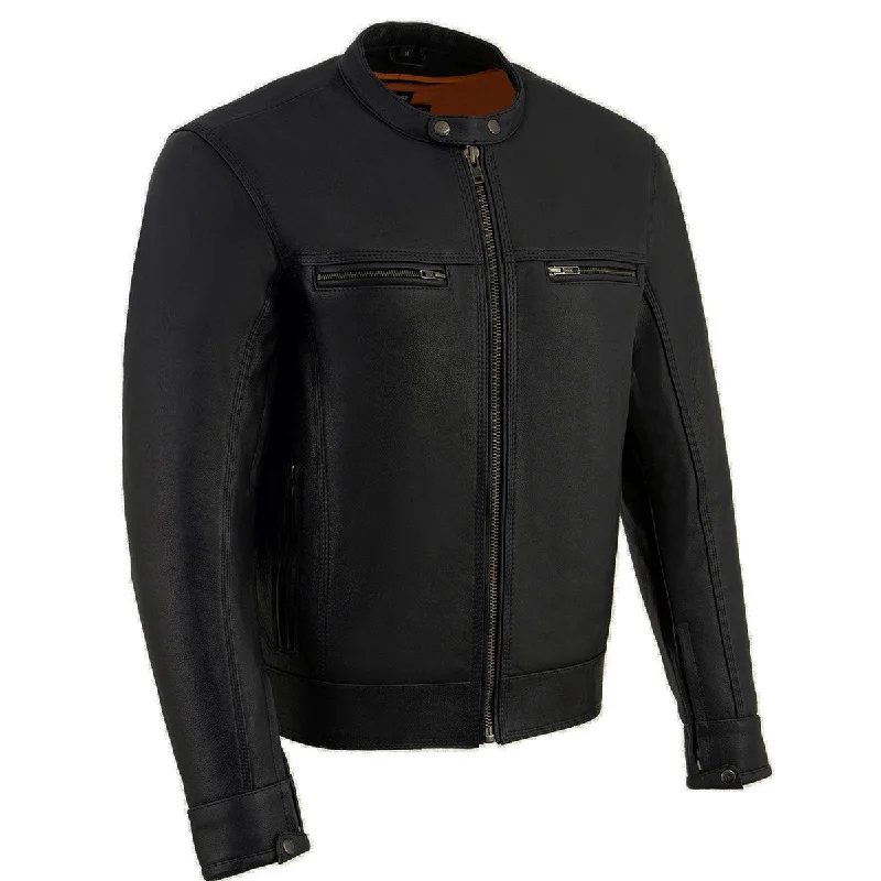 Men's ultra-light utility coat-Milwaukee Leather MLM1551 Men's Black Cool-Tec Leather Sporty Lightweight Scooter Style Motorcycle Jacket w/ Liner