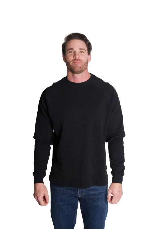 Men's timeless sweater-Raglan Mock Neck in Black