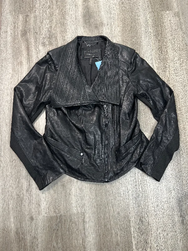 Men's relaxed fit varsity jacket-Jacket Leather By Bcbgmaxazria In Black, Size: L