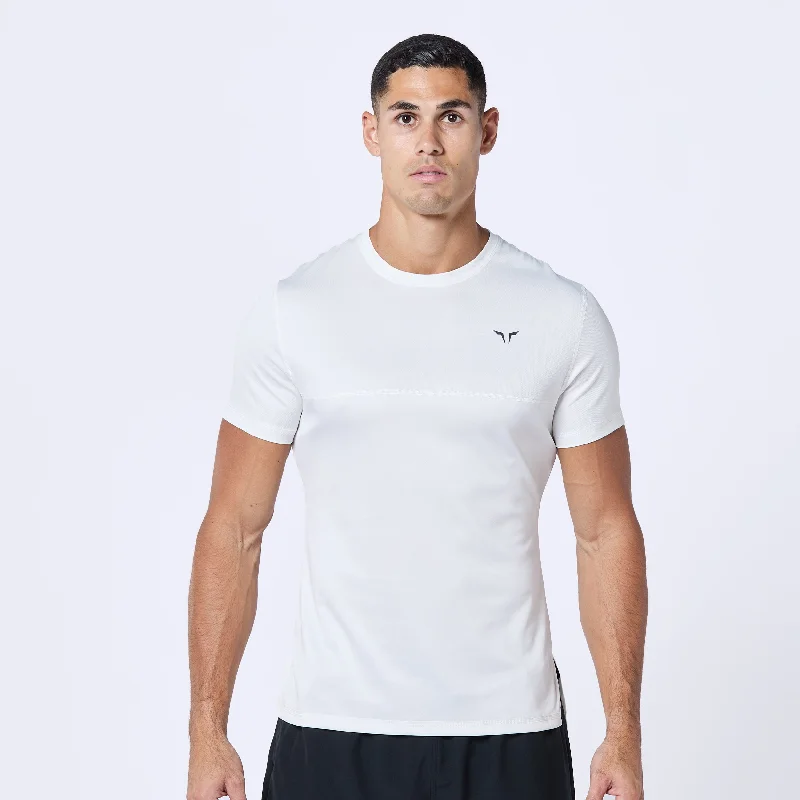 Men's workout fit t-shirt-Contrast Tee - Pearl White