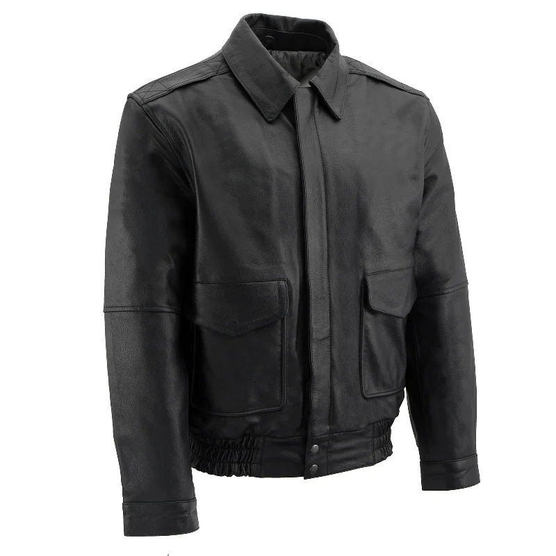 Men's sporty adventure jacket-Milwaukee Leather Men's Classic Black Bomber Leather Jacket SFM1519