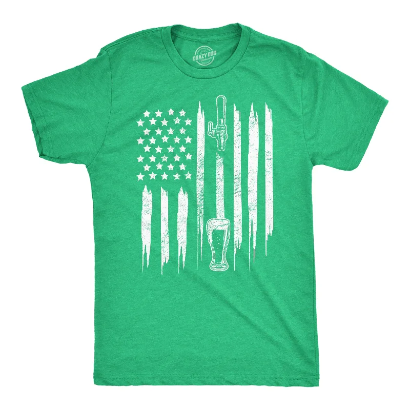 Men's workout fit t-shirt-Craft Beer American Flag Men's T Shirt