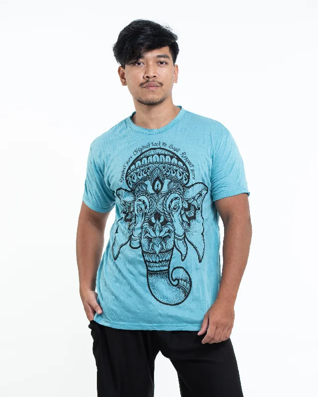 Men's versatile casual t-shirt-Mens Lotus Ganesh T-Shirt in Turquoise