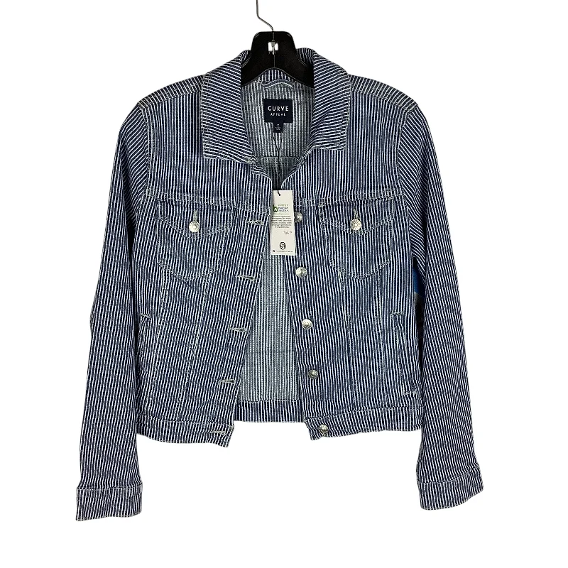 Men's performance bomber jacket-Jacket Denim By Curve Appeal In Blue Denim, Size: S