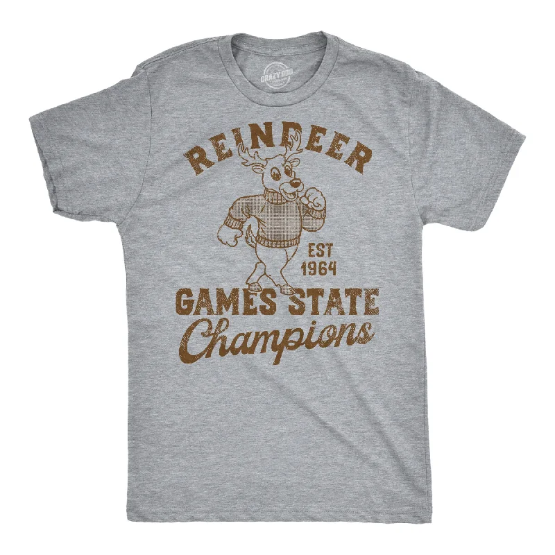 Men's weather-proof t-shirt-Reindeer Games State Champ Men's T Shirt