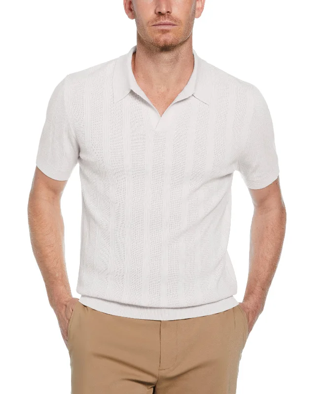 Men's wrinkle-free casual wear shirt-Mesh Stripe Sweater Polo