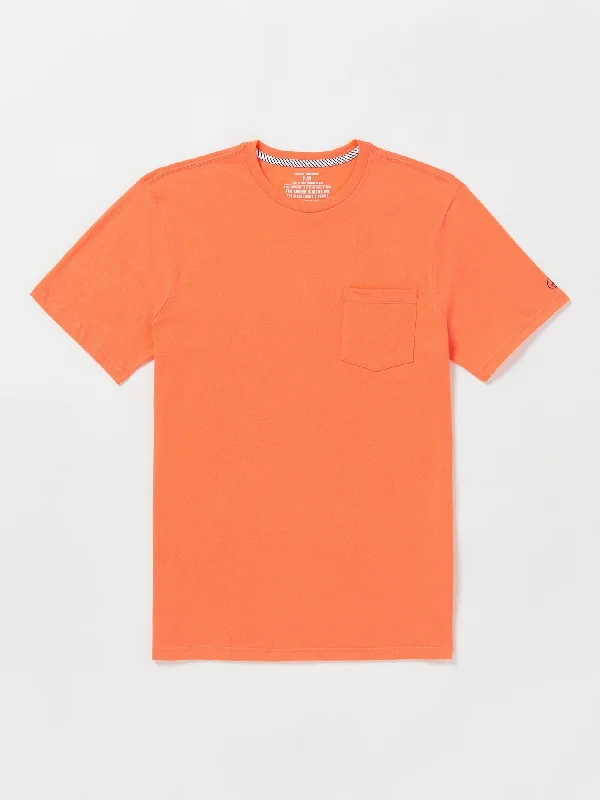 Men's ultra-light t-shirt-Solid Pocket Tee Short Tee - Turbo Orange