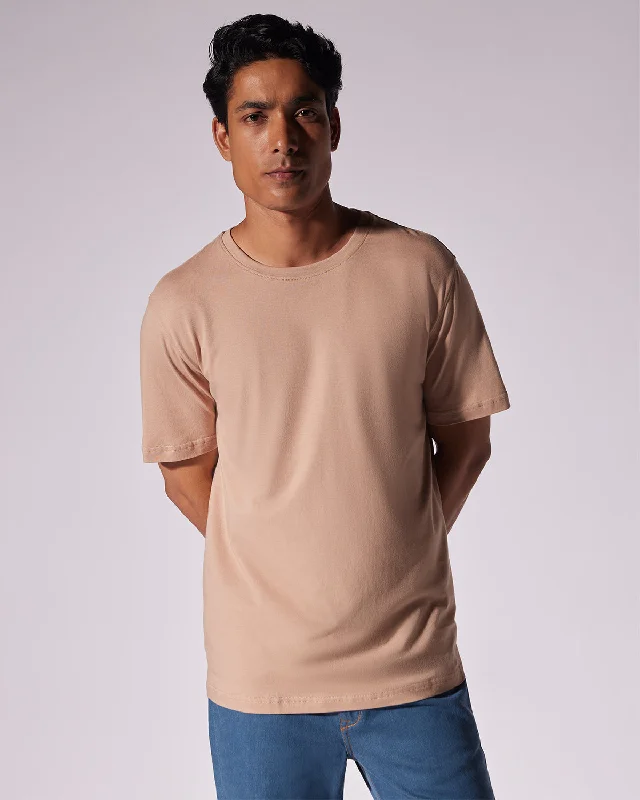 Men's sporty casual t-shirt-Luxe Nova T-Shirt - Dark Beige