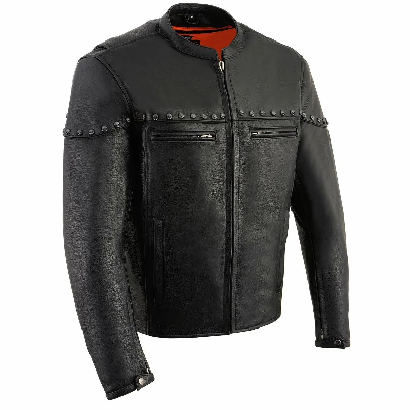 Men's fashion-forward leather jacket-Milwaukee Leather MLM1504 Men's Black ‘The Skelly Racer’ Premium Moto Leather Jacket