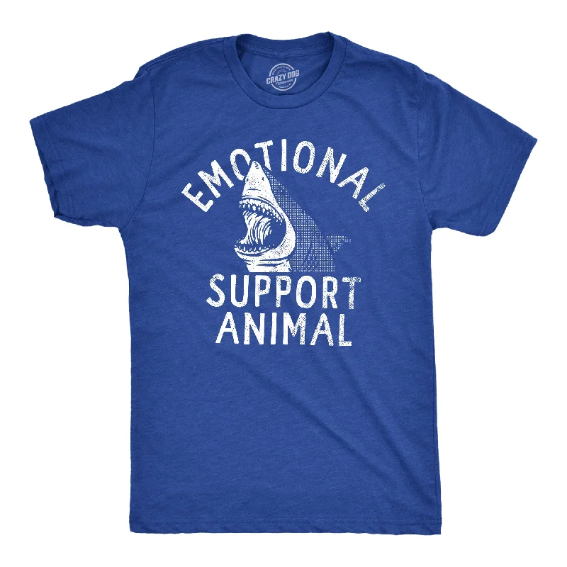 Men's pre-washed t-shirt-Emotional Support Animal Shark Men's T Shirt