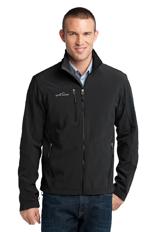 Men's fashion-forward leather jacket-Eddie Bauer Mens Water Resistant Full Zip Jacket - Black