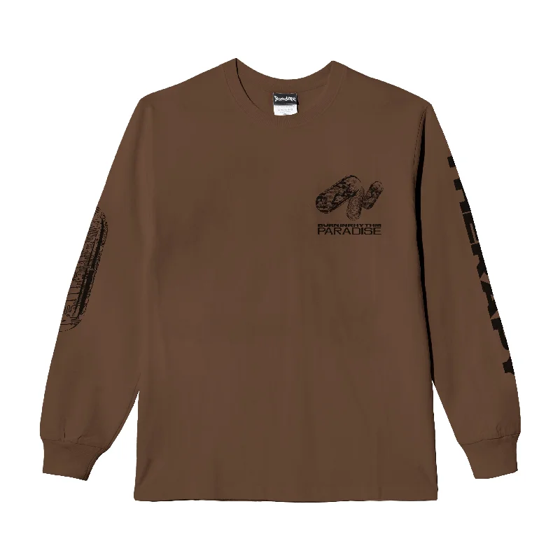 Men's high-stretch t-shirt-Therapy LS T-shirt - Dark Brown