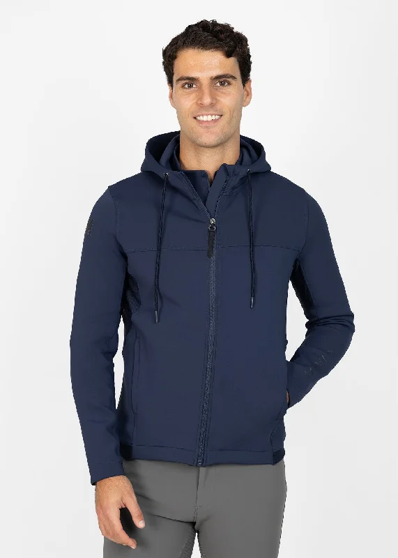 Men's antibacterial casual hoodie-Club Zip Hoodie (Navy)