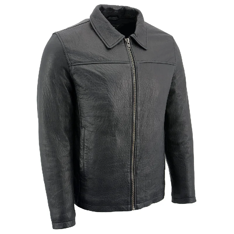 Men's pre-washed wool coat-Milwaukee Leather SFM1875 Men's New Zealand Lambskin Leather with Shirt Style Collar