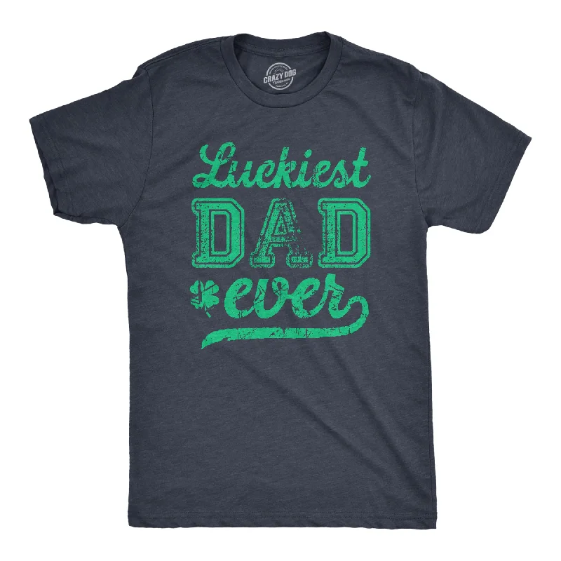 Men's bold stripe t-shirt-Luckiest Dad Ever Men's T Shirt