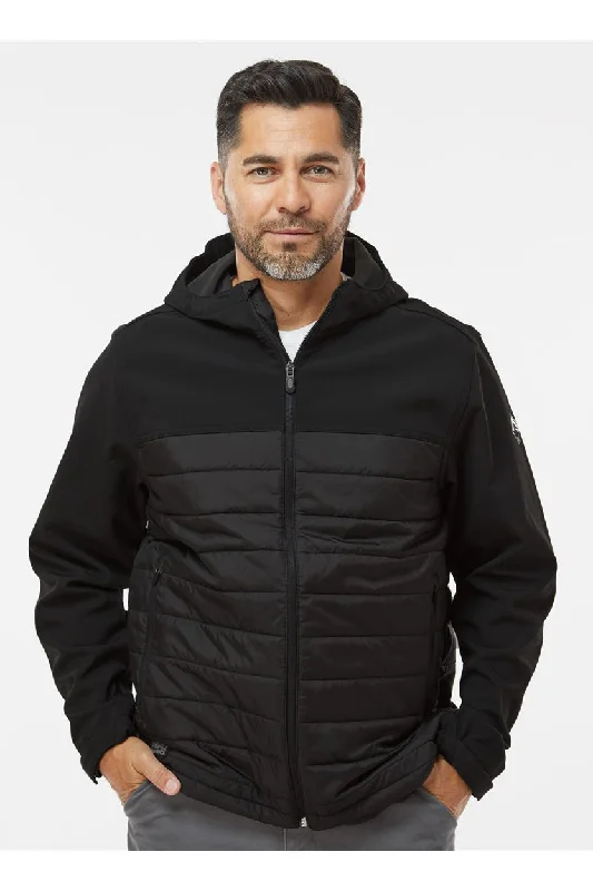 Men's organic hardshell jacket-Dri Duck Mens Pinnacle Water Resistant Puffer Full Zip Hooded Jacket - Black