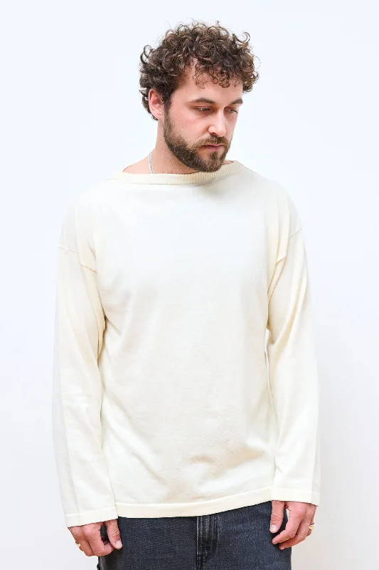 Men's luxury cotton t-shirt-Boatsman Off-White