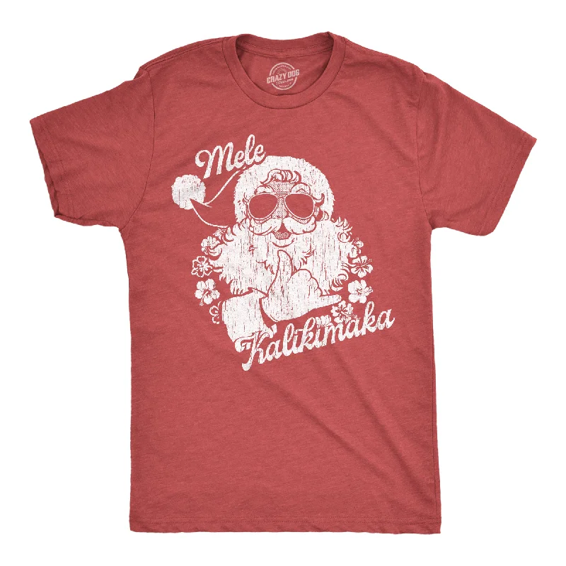 Men's luxury cotton t-shirt-Mele Kalikimaka Santa Men's T Shirt