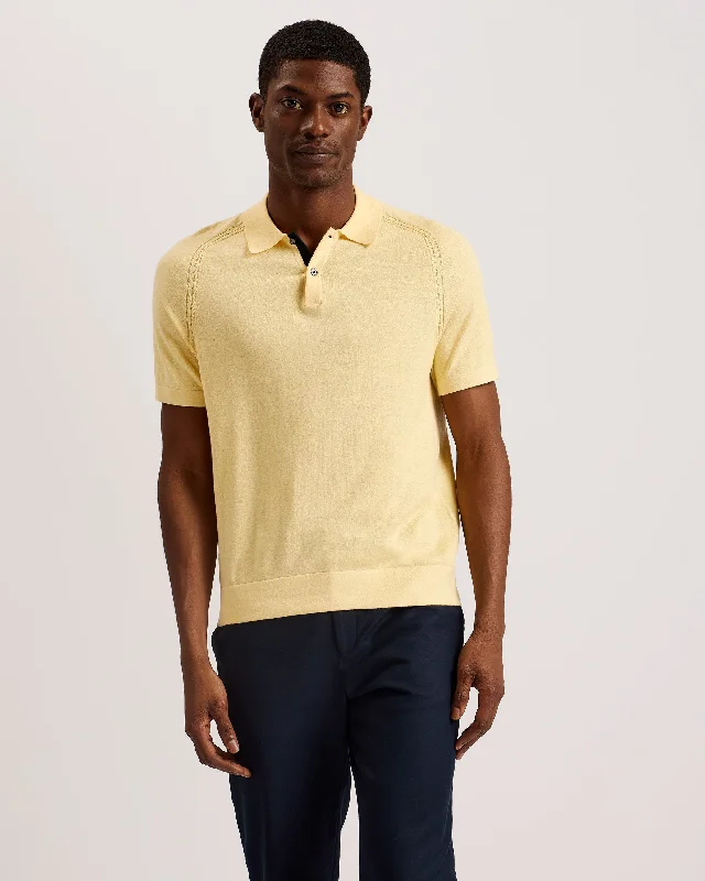 Men's eco-friendly office polo shirt-Peltz Ss Regular Silk Blend Polo Lt-Yellow