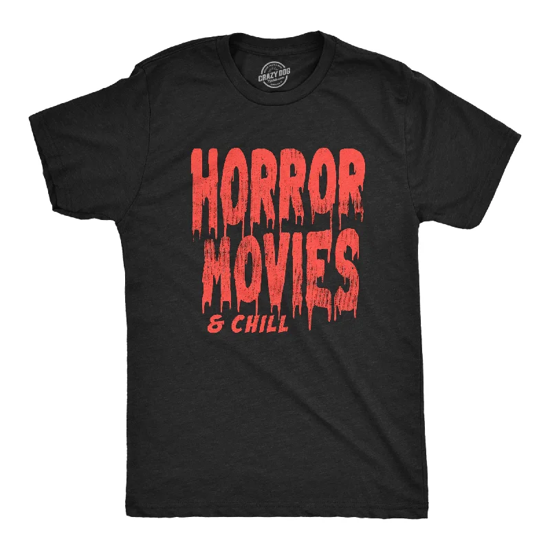 Men's workout fit t-shirt-Horror Movies And Chill Men's T Shirt