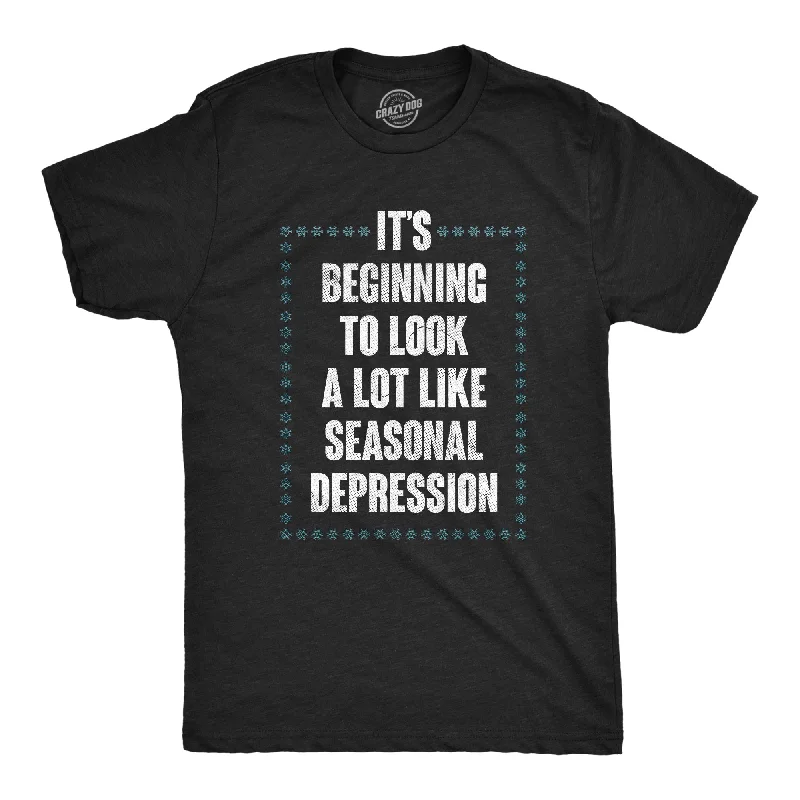 Men's contrast collar t-shirt-Its Beginning To Look A Lot Like Seasonal Depression Men's T Shirt