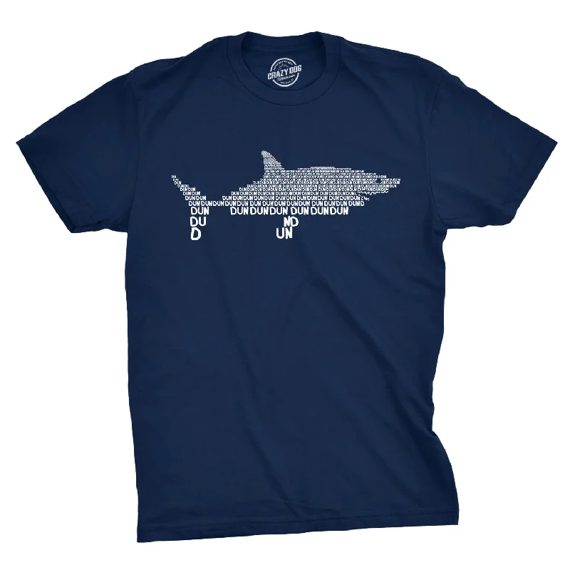 Men's weather-proof t-shirt-Dun Dun Dun Graphic Shark Text Men's T Shirt