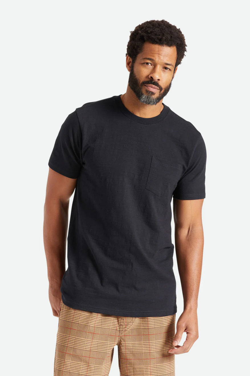 Men's luxury cotton t-shirt-Basic Slub S/S Pocket Tee