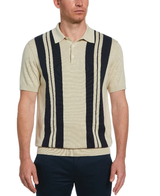 Men's gym performance office shirt-Striped Polo Sweater