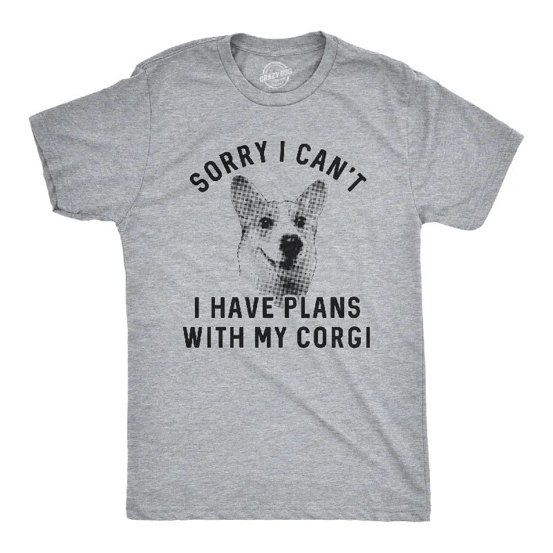 Men's beachwear t-shirt-Sorry I Can't I Have Plans With My Corgi Men's T Shirt