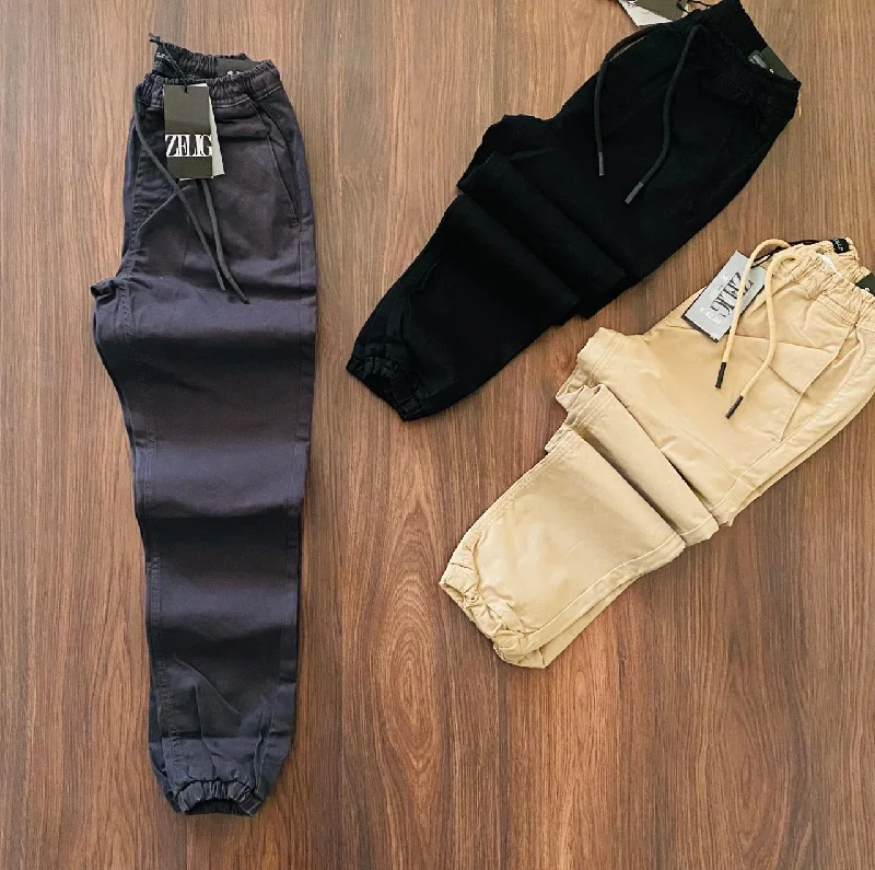 mens streetwear pants-Crop Cotton Jogger Pants - Dark Grey (JOPA08)