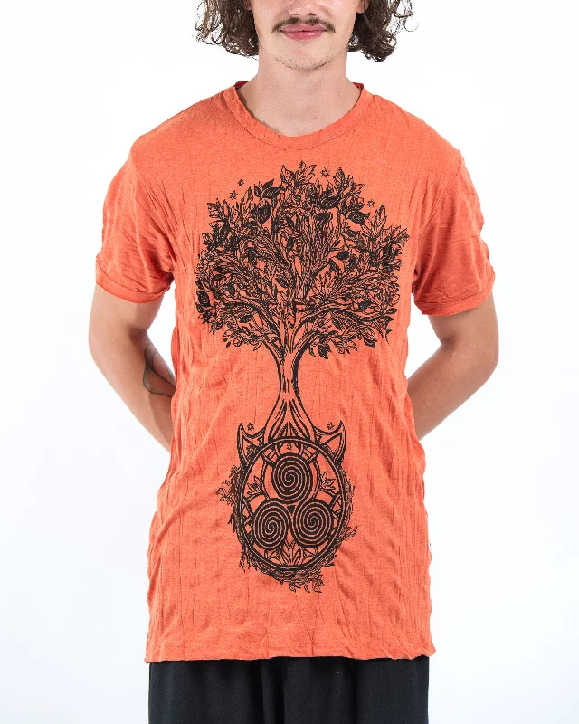 Men's quick-dry casual t-shirt-Mens Celtic Tree T-Shirt in Orange