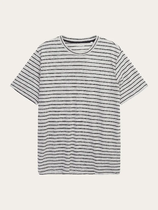 Men's sustainable fashion t-shirt-Regular linen striped t-shirt - GOTS/VEGAN - Grey stripe