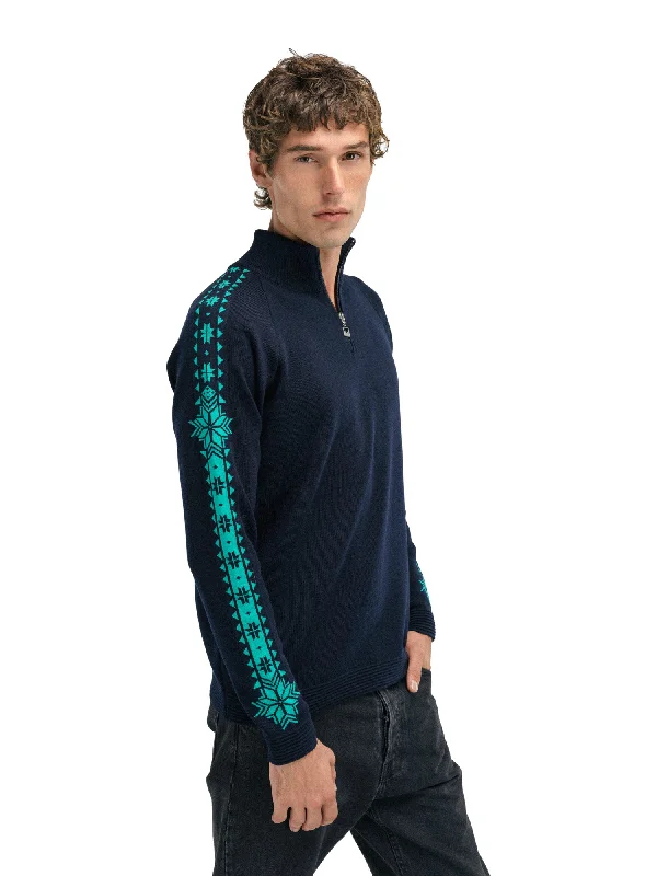 Men's party sweater-Dale of Norway - Geilo Men's Sweater - Marine/Peacock