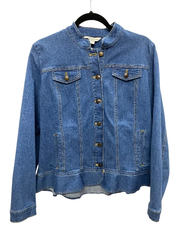 Men's eco-conscious varsity jacket-Jacket Denim By Coldwater Creek In Blue Denim, Size: M