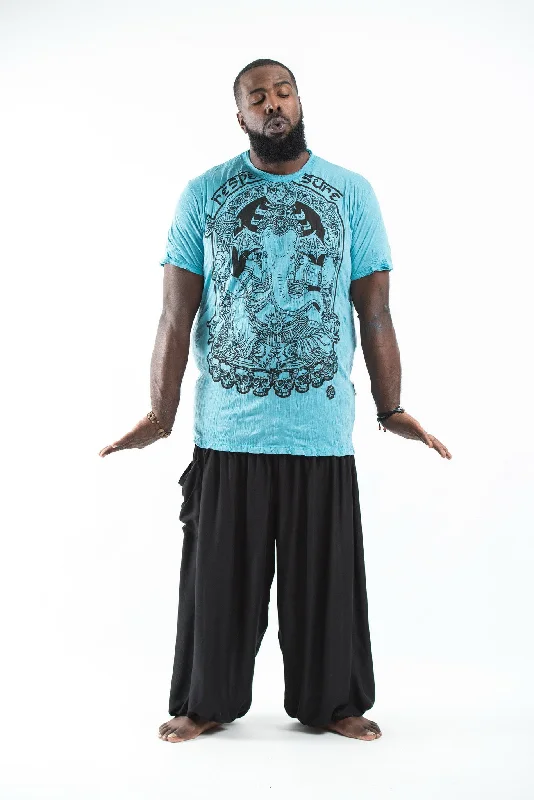 Men's weather-proof t-shirt-Plus Size Mens Batman Ganesh T-Shirt in Turquoise