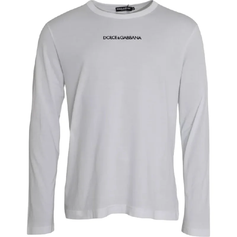 Men's smart casual sweater-Dolce & Gabbana Logo Cotton Crew Neck Pullover Men's Sweater