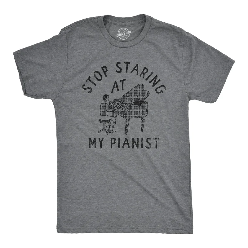 Men's contrast collar t-shirt-Stop Staring At My Pianist Men's T Shirt