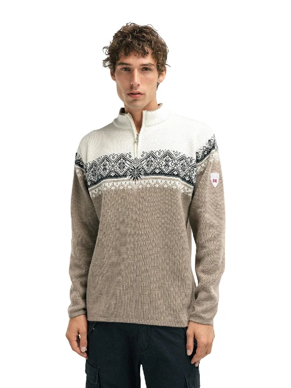 Men's cropped sweater-Dale of Norway - Moritz Men's Sweater - Mountainstone/Sand