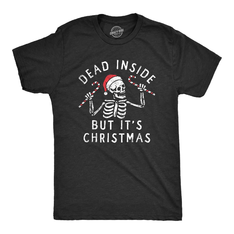 Men's contrast collar t-shirt-Dead Inside But Its Christmas Men's T Shirt