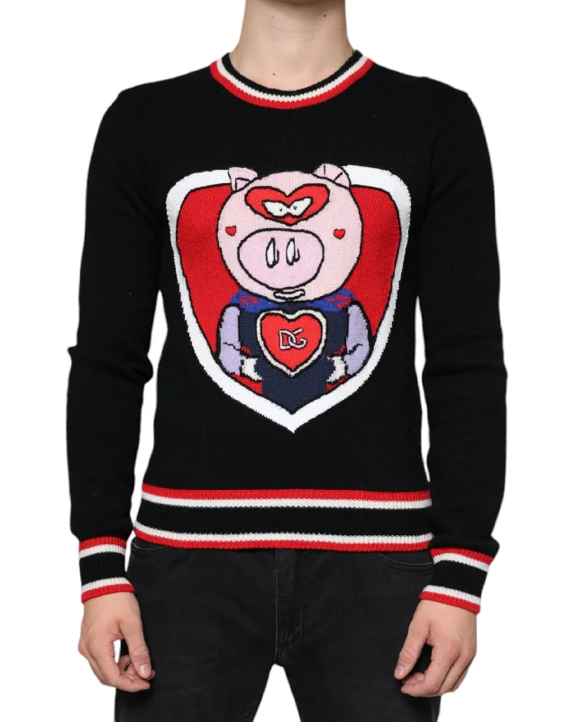 Men's casual pullover-Dolce & Gabbana Cashmere Pig of the Year Pullover Men's Sweater