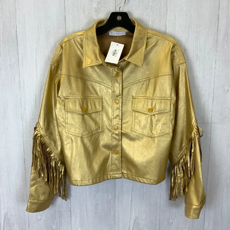 Men's breathable leather jacket-Jacket Other By Karlie In Gold, Size: M