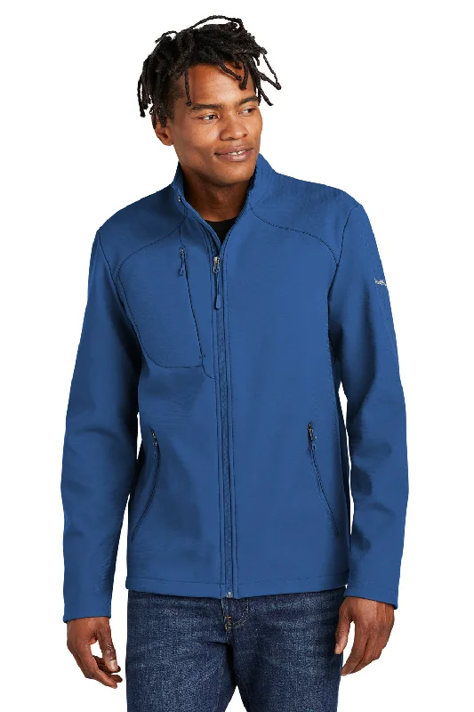 Men's performance skiing jacket-Eddie Bauer Mens Water Resistant Stretch Full Zip Soft Shell Jacket - Cobalt Blue