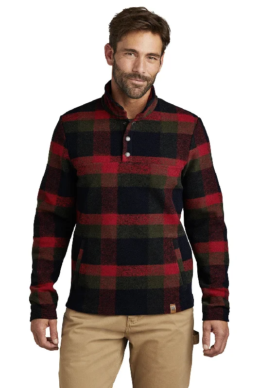 Men's lightweight puffer jacket-Russell Outdoors Mens Basin 1/4 Snap Jacket - Red Plaid - COMING SOON