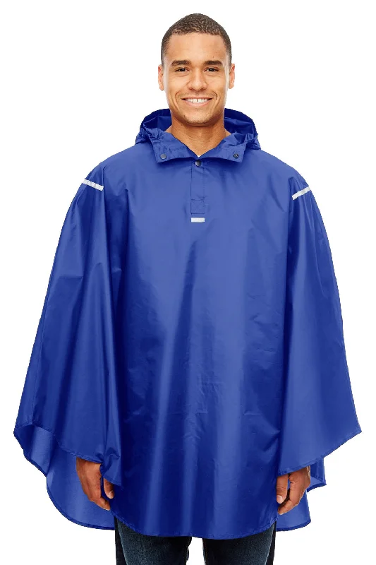 Men's versatile athletic jacket-Team 365 Mens Zone Protect Water Resistant Hooded Packable Hooded Poncho - Royal Blue